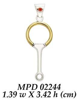 Eggbut Snaffle Horse Bits silver with 14k gold accents Pendant MPD2244 - Jewelry